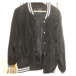 Black letterman windbreaker